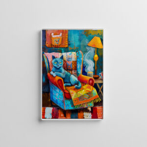 raxxa Glas-Magnet: Cartoon Cozy Cat in Armchair