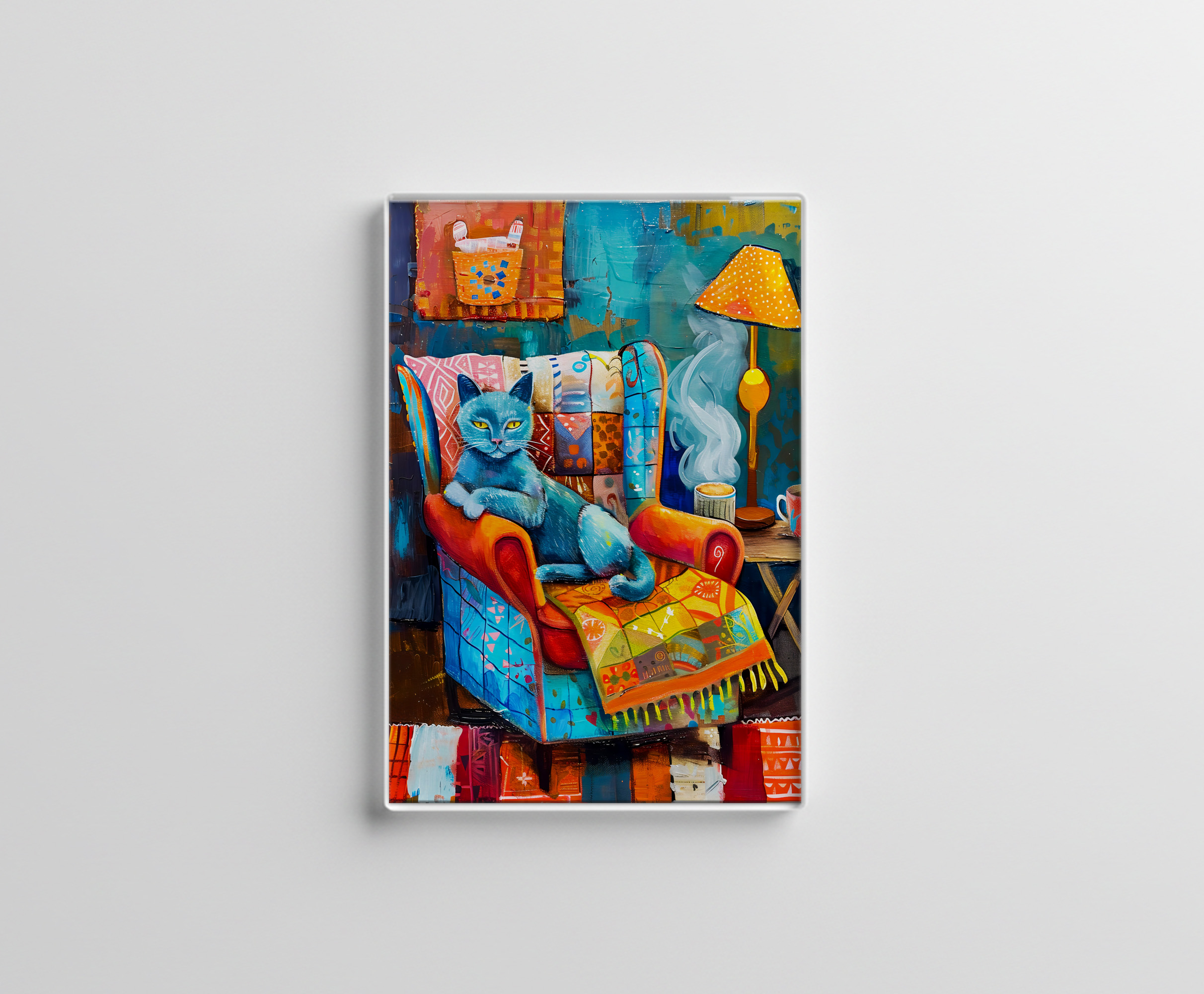 raxxa Glas-Magnet: Cartoon Cozy Cat in Armchair