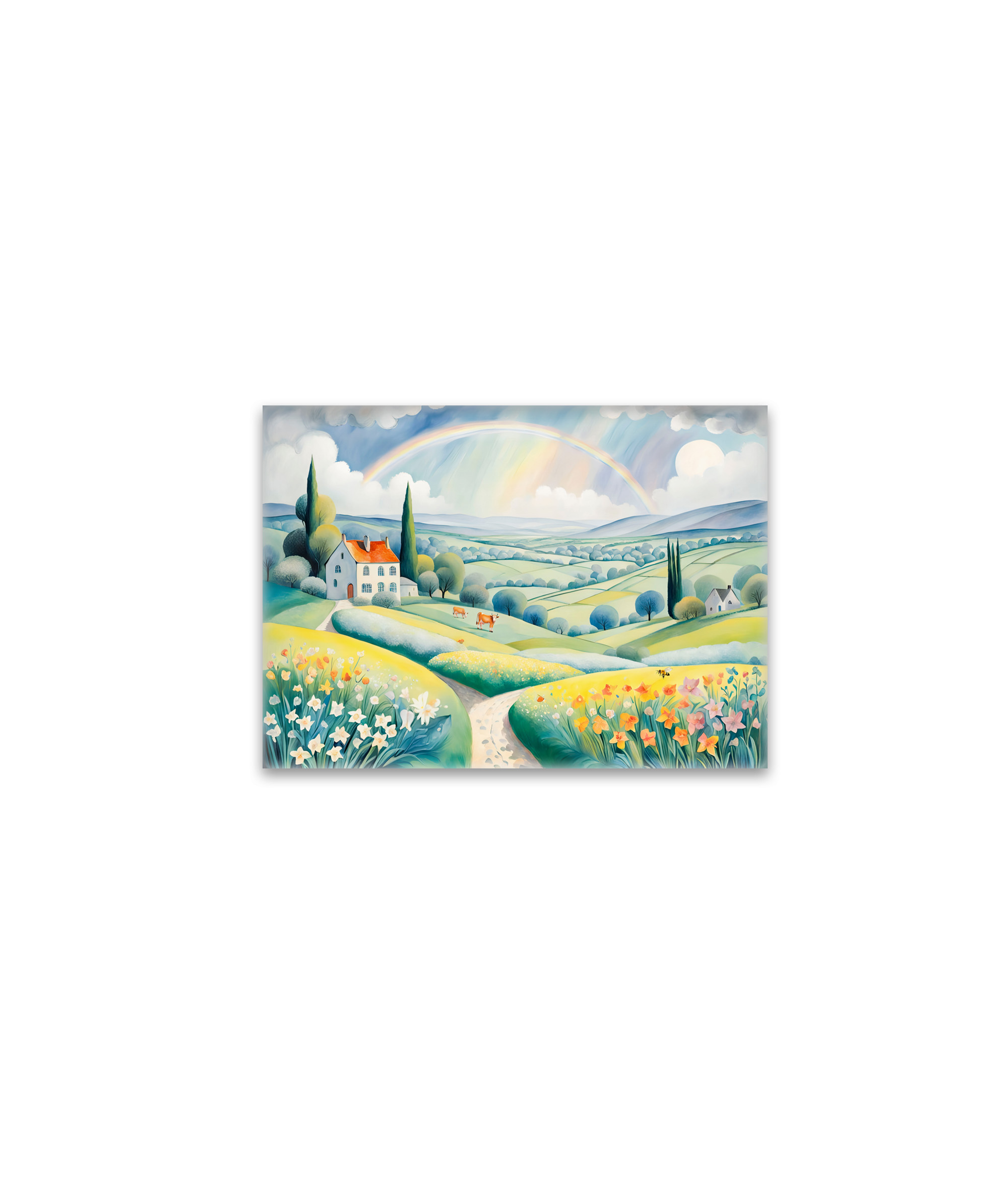 raxxa Glas-Magnet: Spring Landscape with Rainbow over Italian Hills