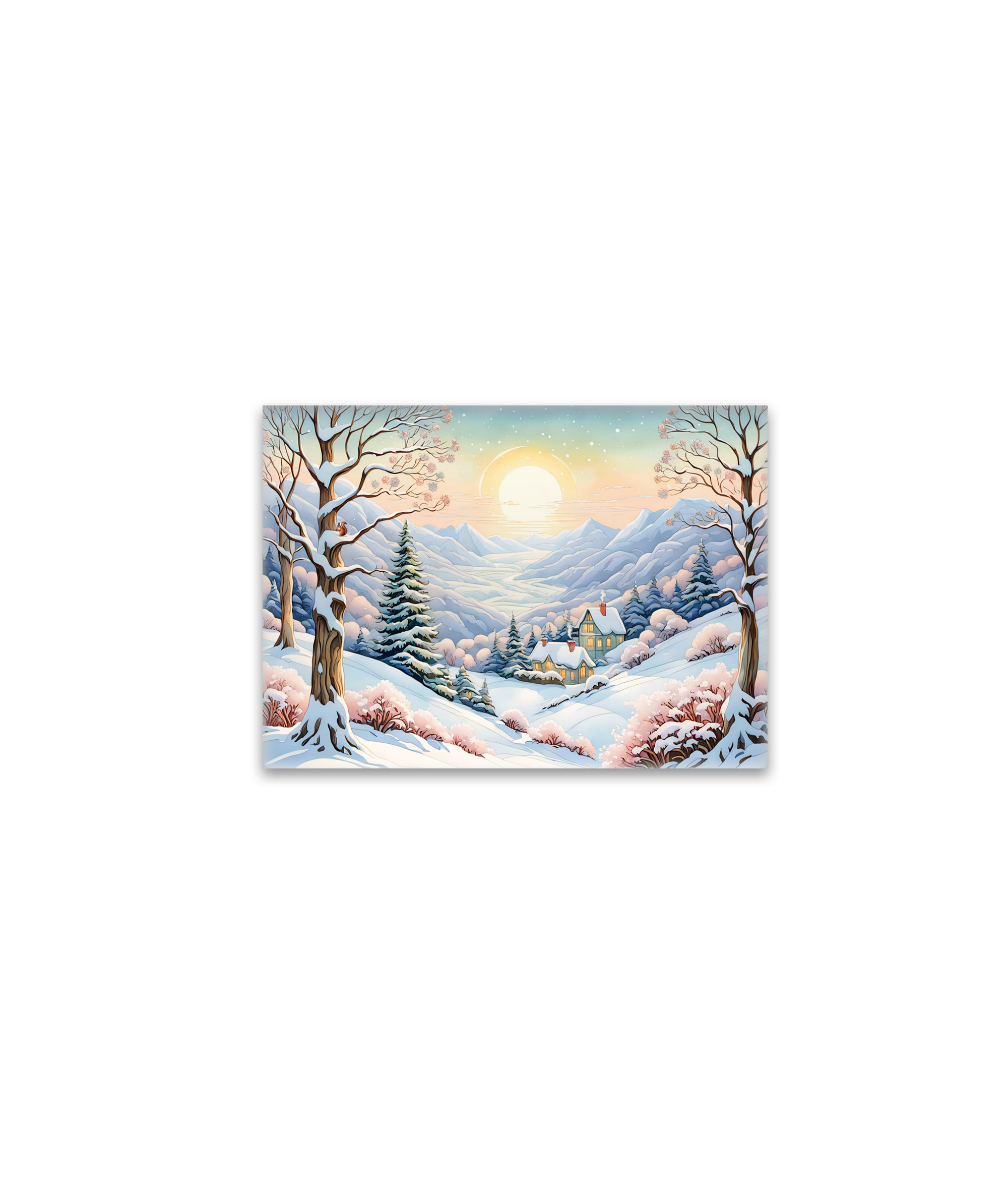 raxxa Glas-Magnet: Pastel Watercolor Sunny Winter Landscape