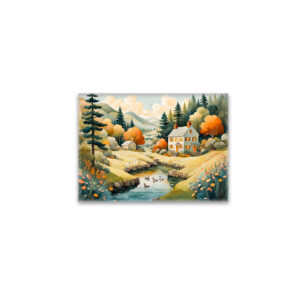 raxxa Glas-Magnet: Autumn House by the Pond with Ducks