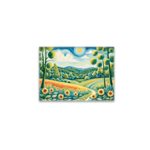 raxxa Glas-Magnet: Pastel Landscape with Sunflower Fields and Path