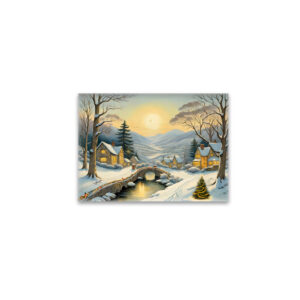 raxxa Glas-Magnet: Idyllic Christmas Village with River and Bridge
