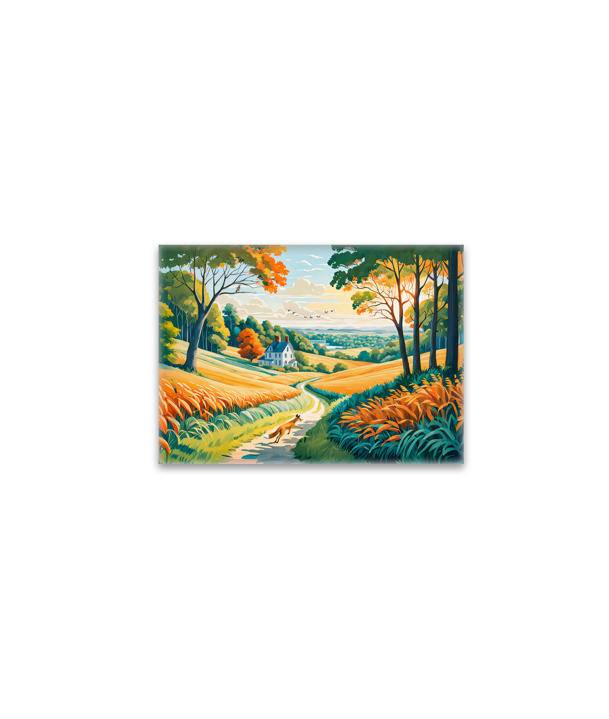 raxxa Glas-Magnet: Fox Running on Field Path in Autumn Farmland