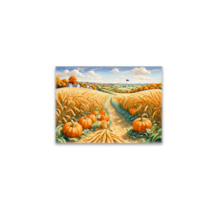 raxxa Glas-Magnet: Hilly Landscape with Wheat Field and Pumpkins
