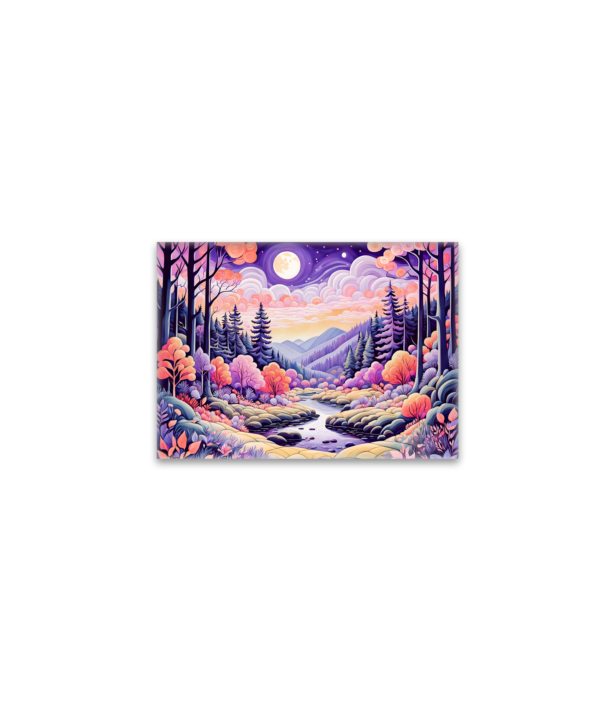 raxxa Glas-Magnet: Colorful Autumn Landscape with Stream under Moonlight