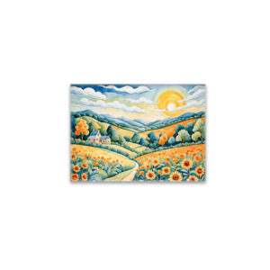 raxxa Glas-Magnet: Pastel Landscape with Sunflower Fields and Path