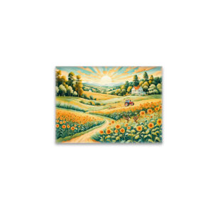 raxxa Glas-Magnet: Pastel Landscape with Sunflower Fields and Path