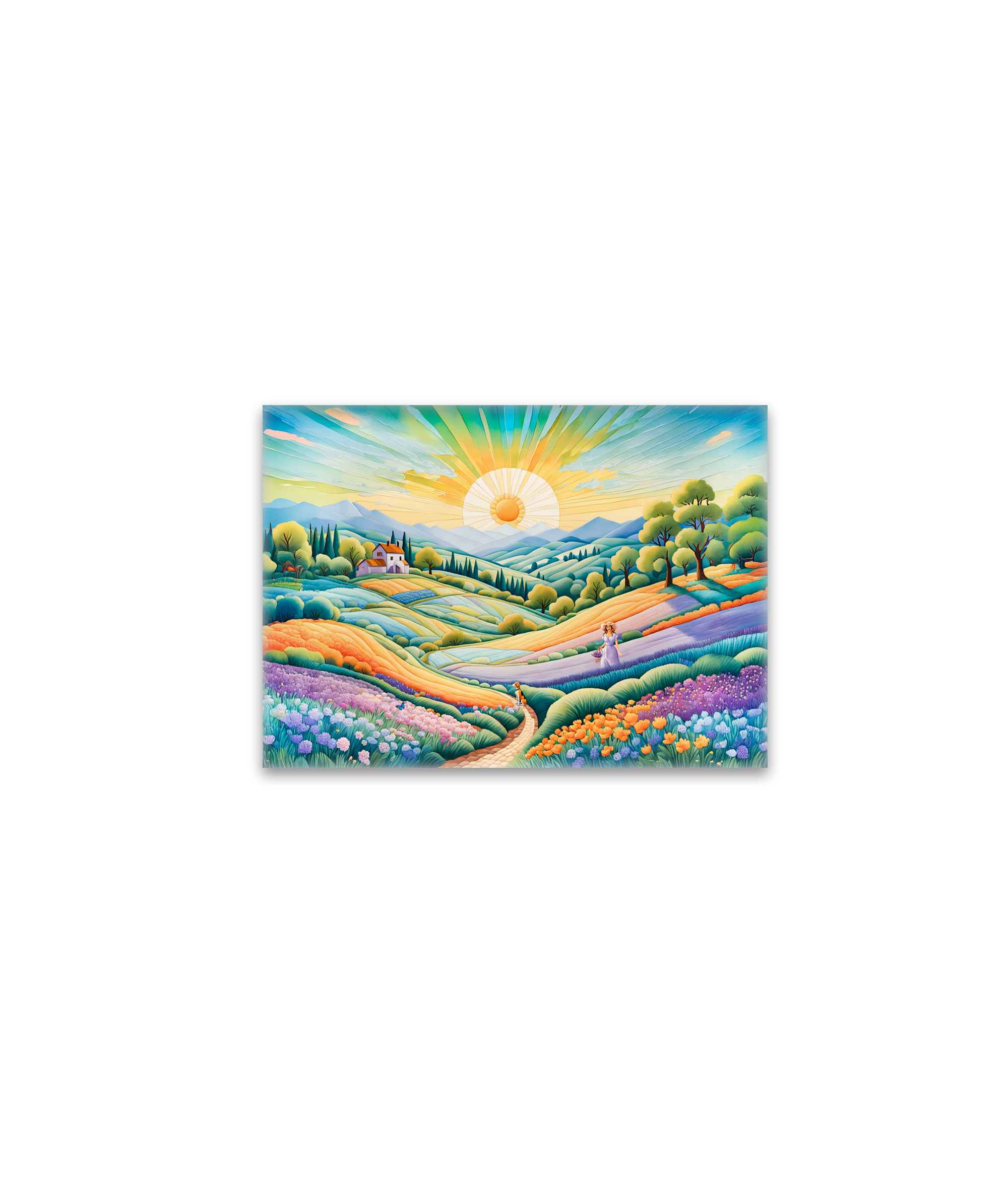 raxxa Glas-Magnet: Summer Hillside with Lavender and Flower Fields