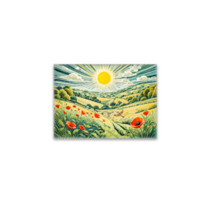 raxxa Glas-Magnet: Path Through Poppy Field with Flying Sparrows