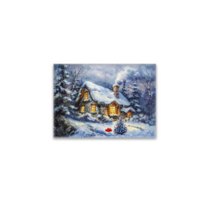 raxxa Glas-Magnet: Cozy Winter Cottage with Christmas Tree