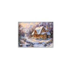 raxxa Glas-Magnet: Snowy Mountain Cottage by Stream