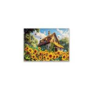 raxxa Glas-Magnet: Sunlit Farmhouse with Blooming Sunflowers