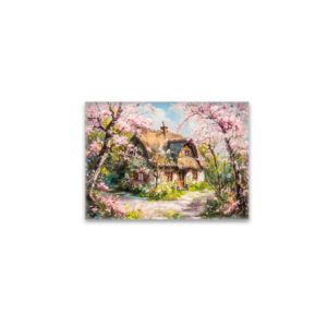 raxxa Glas-Magnet: Spring Cottage with Blossoming Fruit Trees