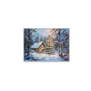 raxxa Glas-Magnet: Cozy Winter Cottage with Christmas Tree