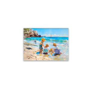 raxxa Glas-Magnet: Children Playing on the Beach Impressionist Art