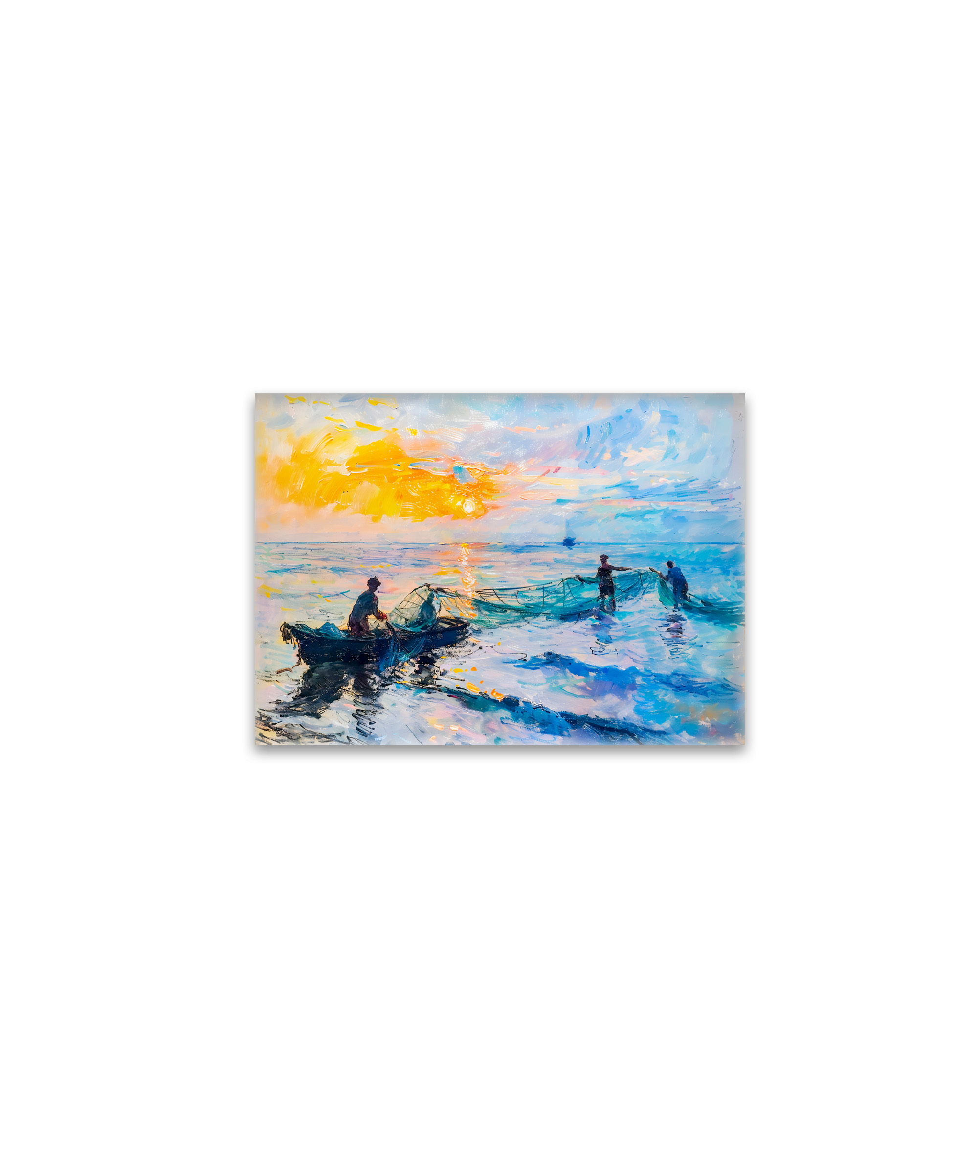 raxxa Glas-Magnet: Fishermen at Sunset Impressionist Coastal Scene