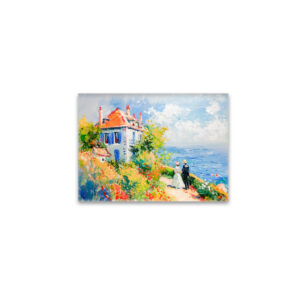 raxxa Glas-Magnet: Coastal House with Flowers Impressionist Seascape