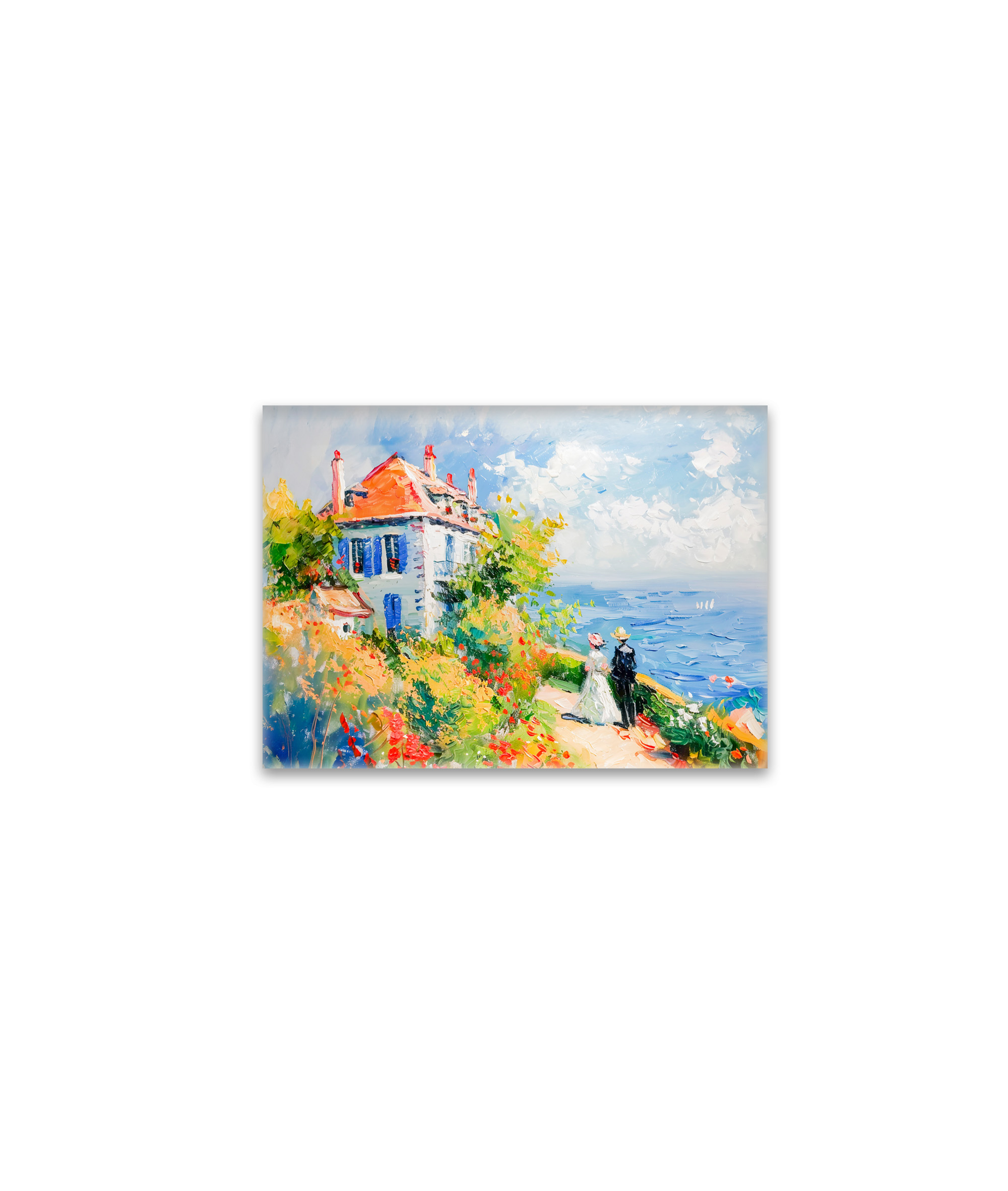 raxxa Glas-Magnet: Coastal House with Flowers Impressionist Seascape