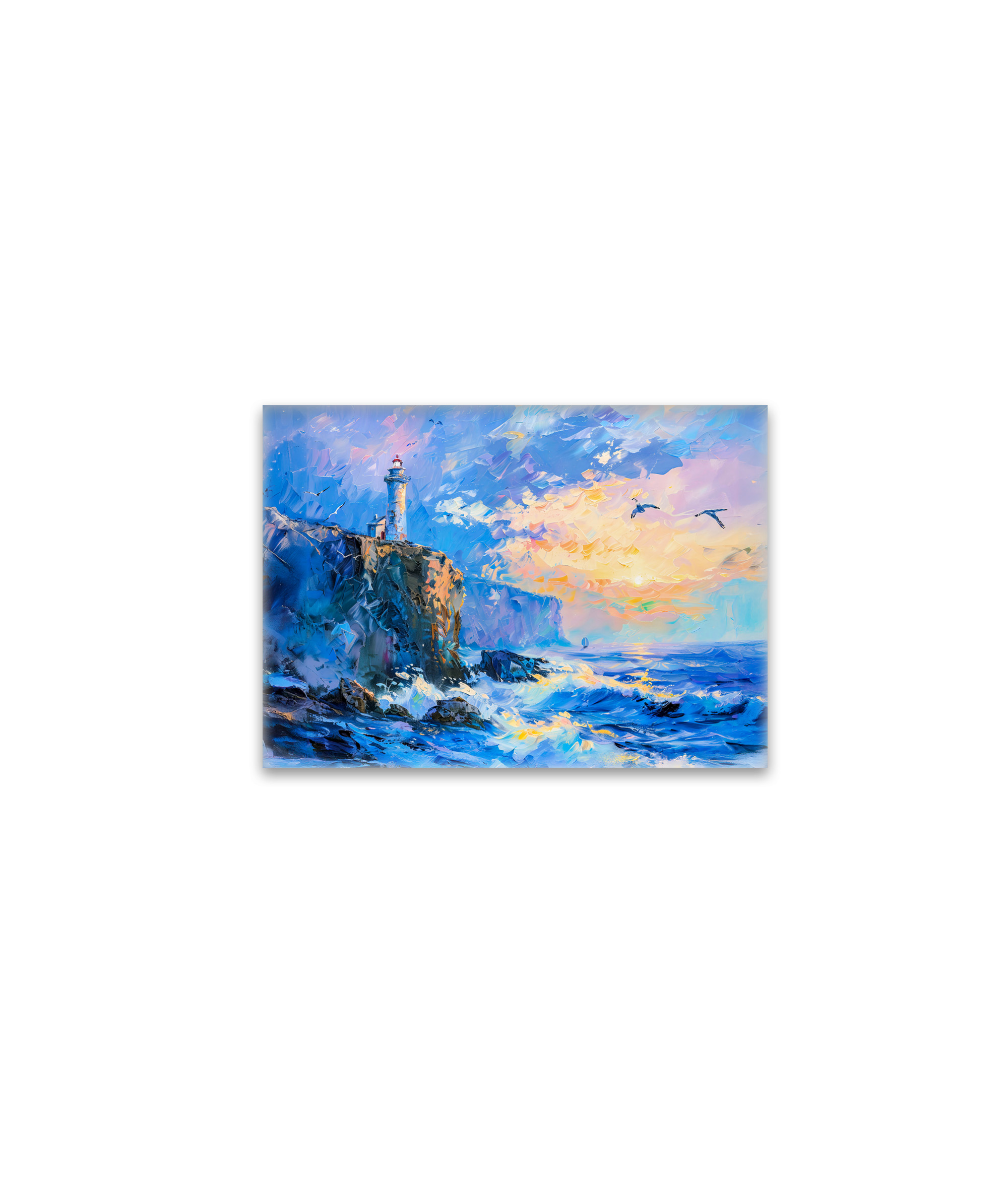raxxa Glas-Magnet: Lighthouse on Rocky Coast Impressionist Seascape