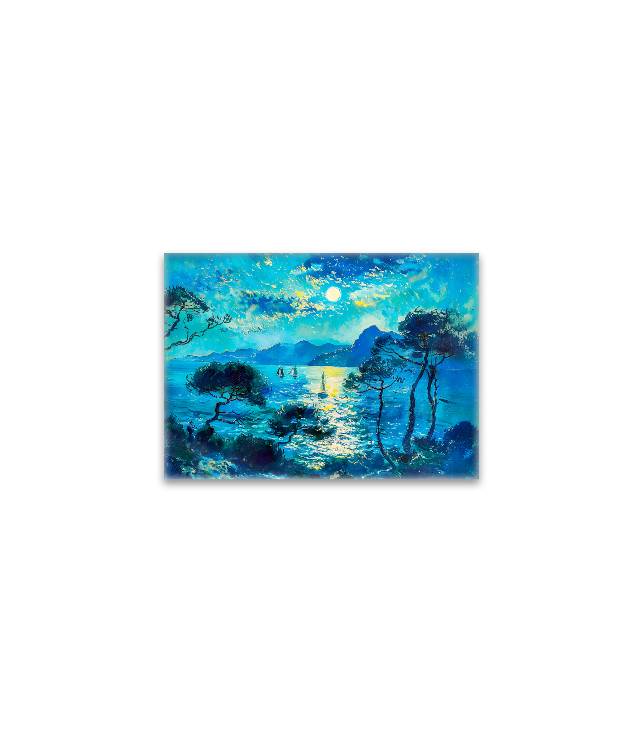 raxxa Glas-Magnet: Moonlit Bay with Boats Impressionist Nocturne