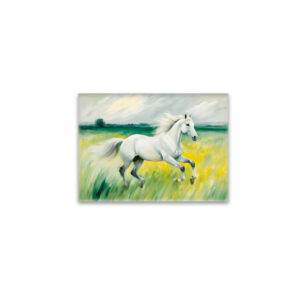 raxxa Glas-Magnet: White Horse Running Across Meadow