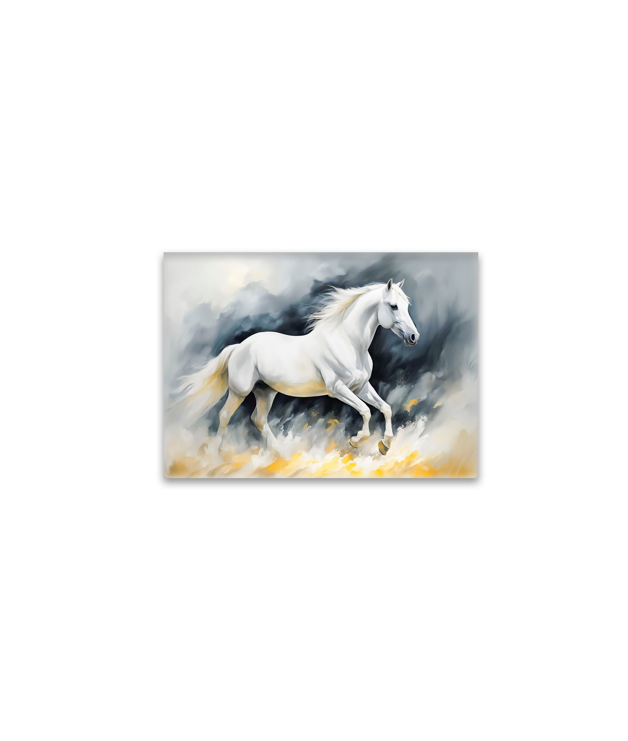 raxxa Glas-Magnet: White Horse Running in Sand, Dark Background