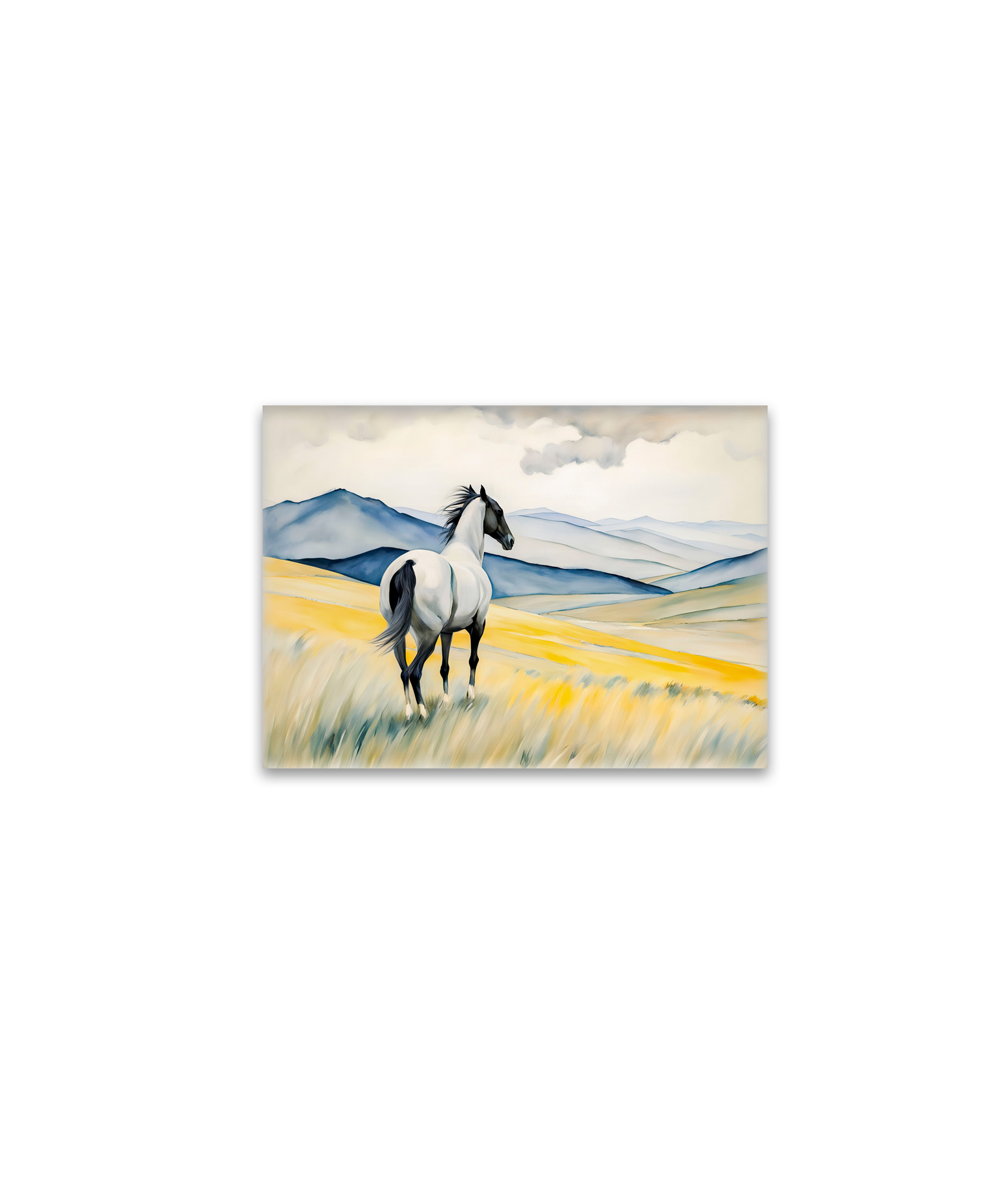 raxxa Glas-Magnet: White Horse Running in Sand, Dark Background