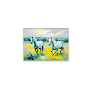 raxxa Glas-Magnet: Two White Horses Running Through Yellow Flowers