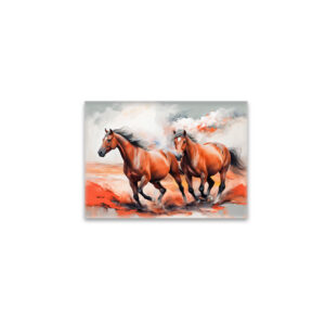 raxxa Glas-Magnet: Two Chestnut Horses Running Through Red Sand