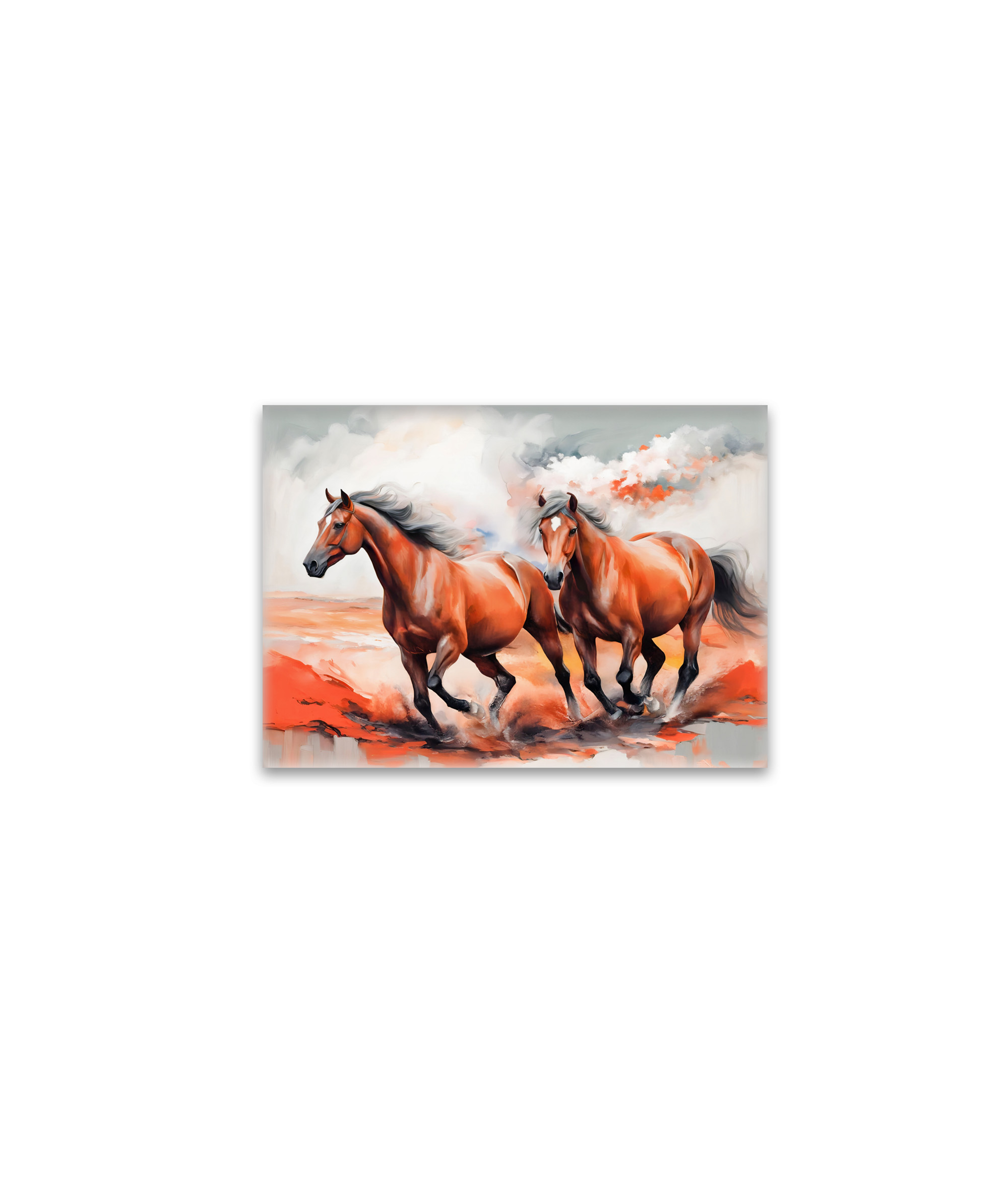 raxxa Glas-Magnet: Two Chestnut Horses Running Through Red Sand