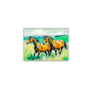 raxxa Glas-Magnet: Two Brown Horses Running Across Green Meadow