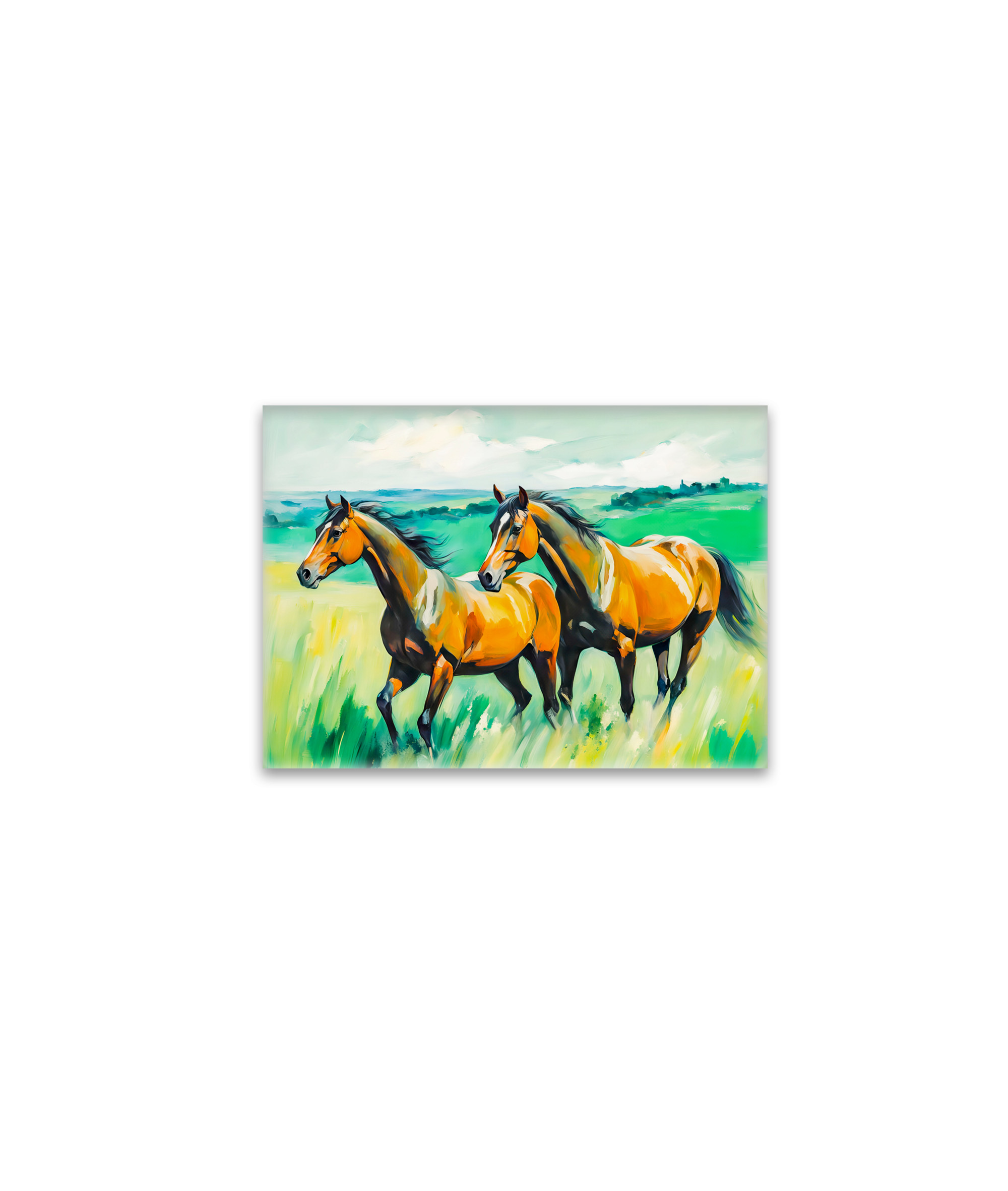 raxxa Glas-Magnet: Two Brown Horses Running Across Green Meadow