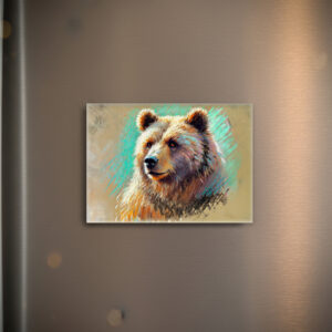 raxxa Glas-Magnet: Brown Bear Portrait Pastel Chalk Artwork
