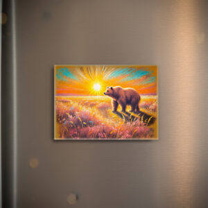 raxxa Glas-Magnet: Brown Bear in Snowy Forest Pastel Chalk Art