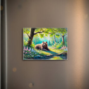 raxxa Glas-Magnet: Bear in Forest Glade Pastel Chalk Drawing