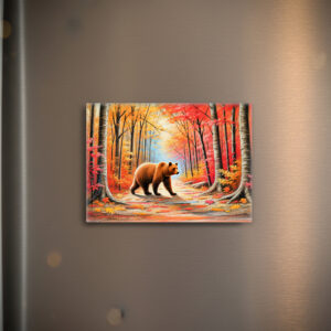 raxxa Glas-Magnet: Brown Bear in Autumn Forest Pastel Chalk Art