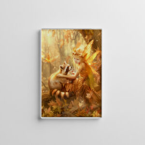 raxxa Glas-Magnet: Autumn Fairy with Curious Raccoon