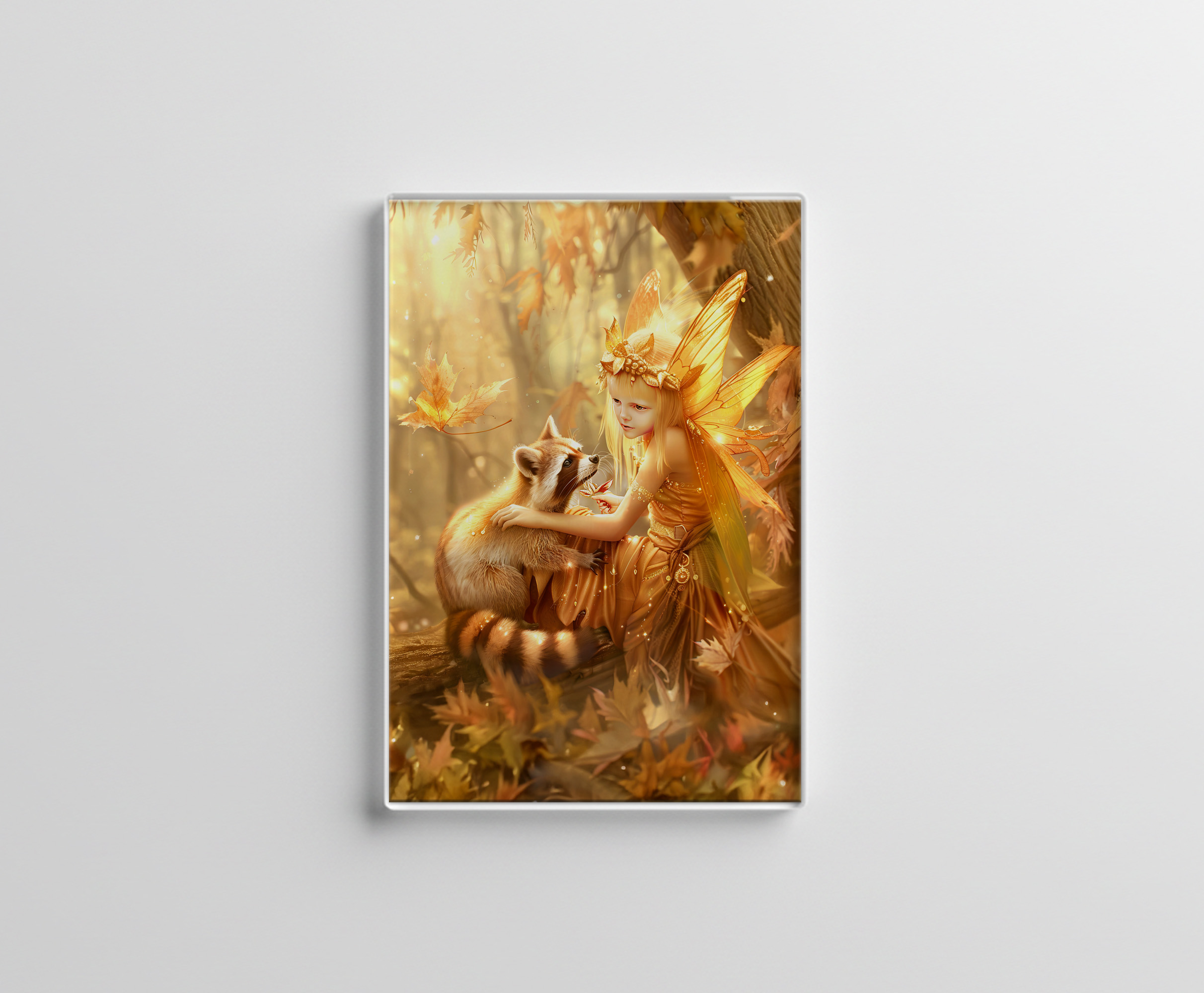 raxxa Glas-Magnet: Autumn Fairy with Curious Raccoon