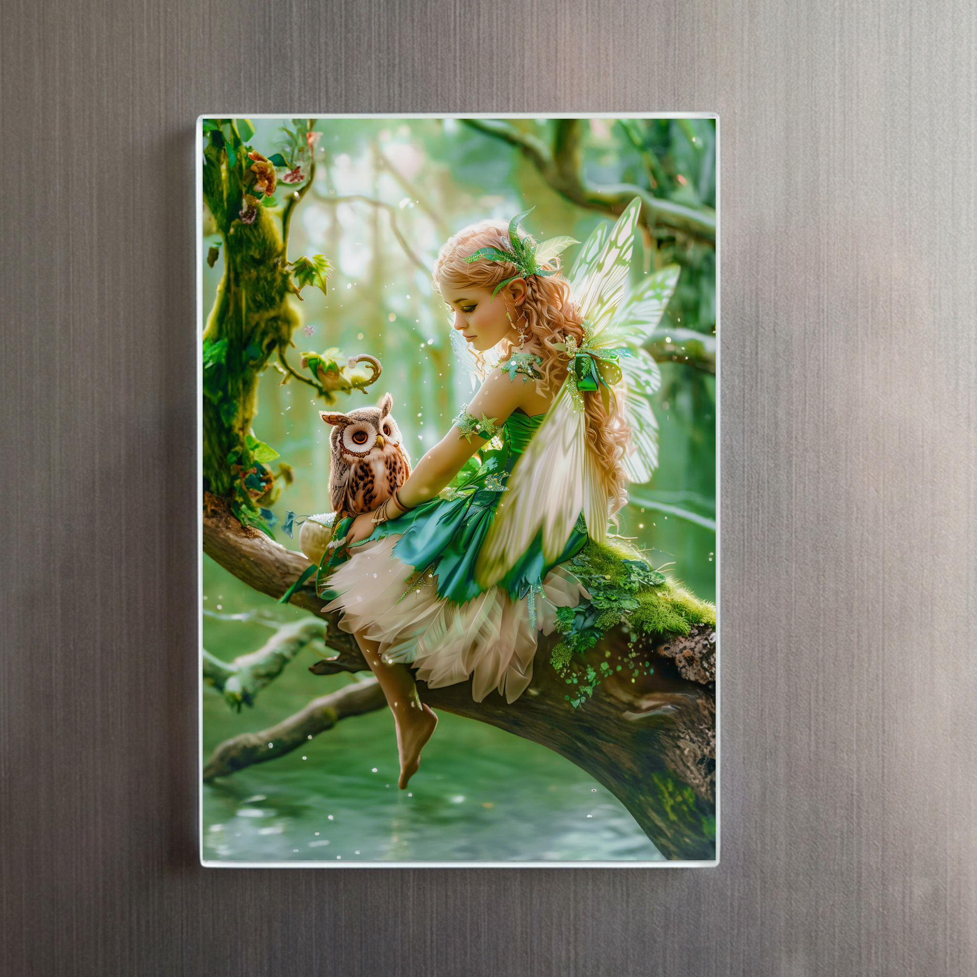 raxxa Glas-Magnet: Enchanting Fairy with Owl in Forest – Bild 2