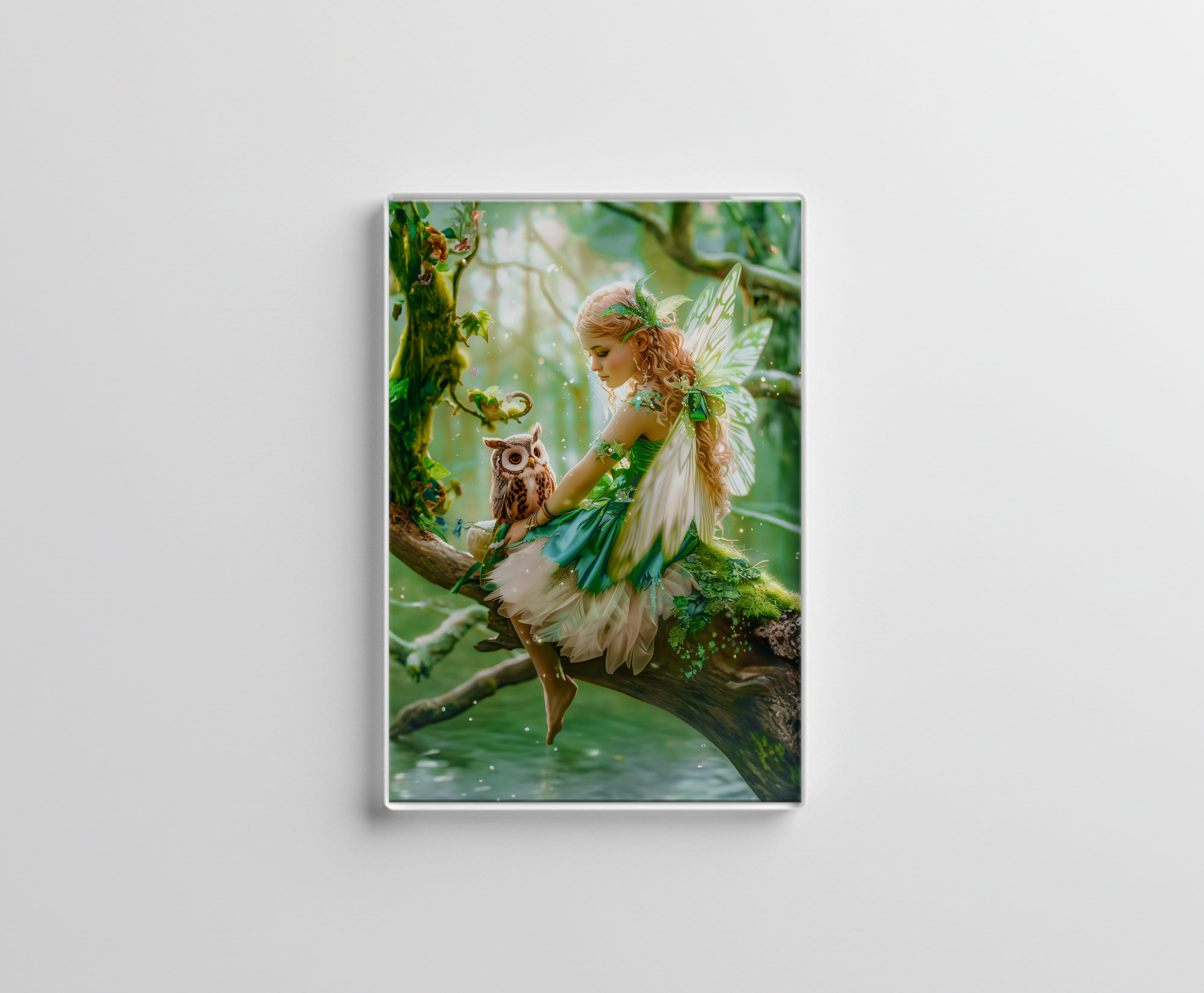 raxxa Glas-Magnet: Enchanting Fairy with Owl in Forest
