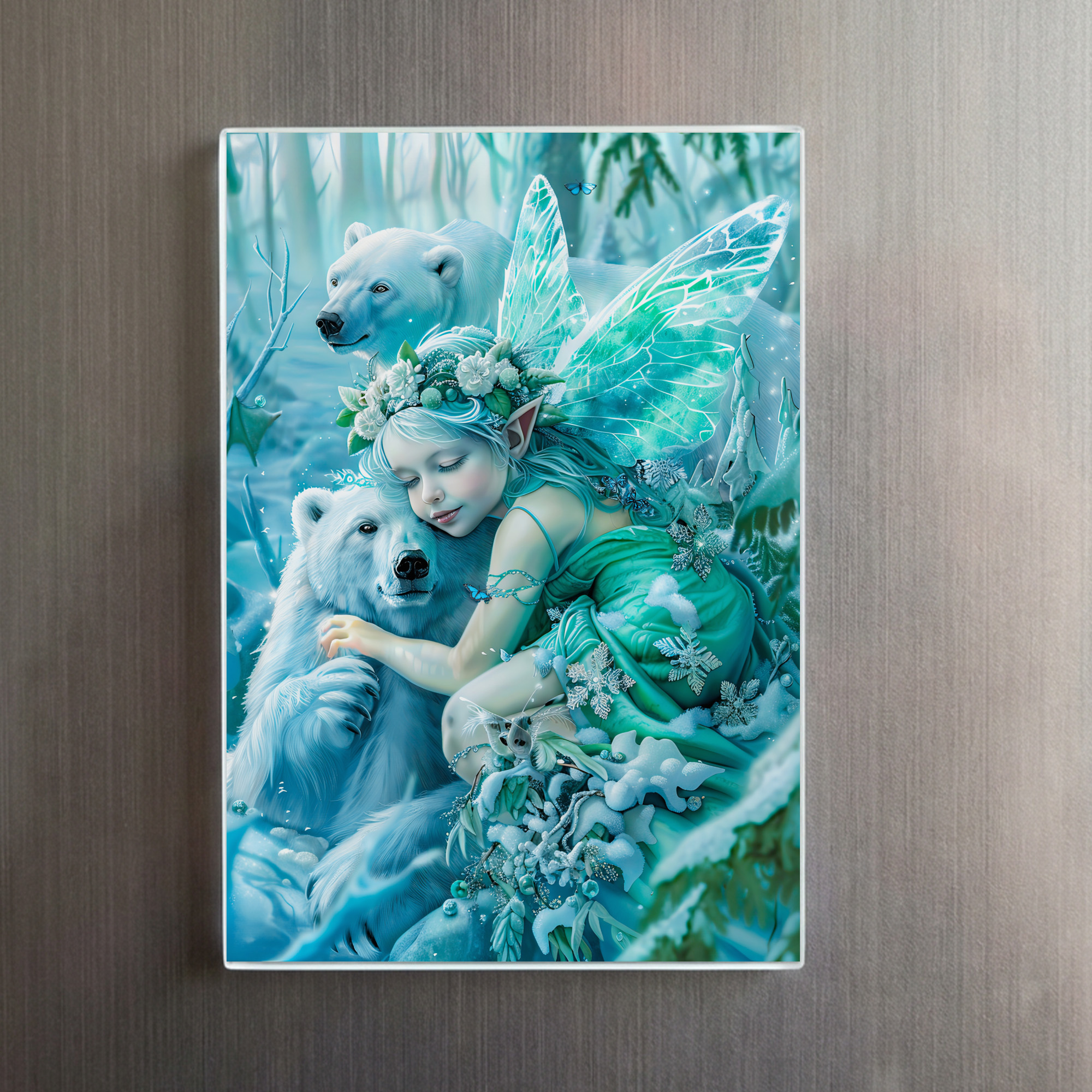 raxxa Glas-Magnet: Fairy Child and Playful Polar Bears - Imagen 2