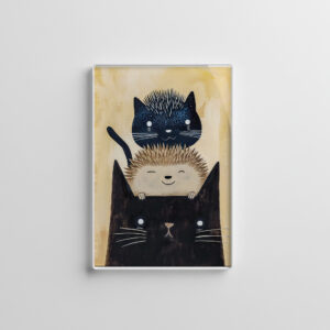 raxxa Glas-Magnet: Black Cats and Hedgehog