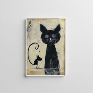 raxxa Glas-Magnet: Black Cat and Black Mouse