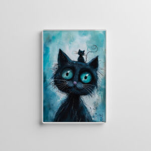 raxxa Glas-Magnet: Black Cat with Small Cat on Head