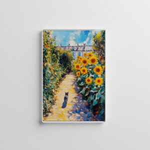 raxxa Glas-Magnet: Impressionistic Oil Painting of Cat in Sunlit Garden