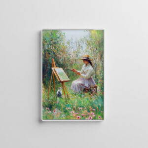 raxxa Glas-Magnet: Impressionistic Oil Painting of Cat Beside Outdoor Painter