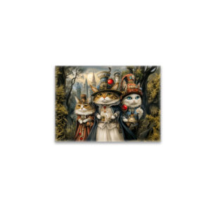 raxxa Glas-Magnet: Three Cats in Steampunk Fantasy Forest