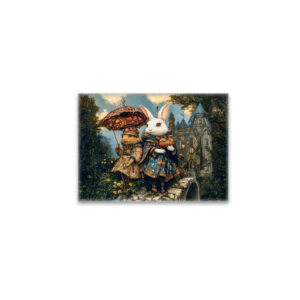 raxxa Glas-Magnet: Two Rabbits on a Castle Bridge in Fantasy Scene
