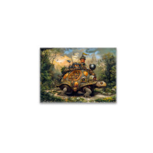 raxxa Glas-Magnet: Turtle with Library and Rooftop Terrace on the Path